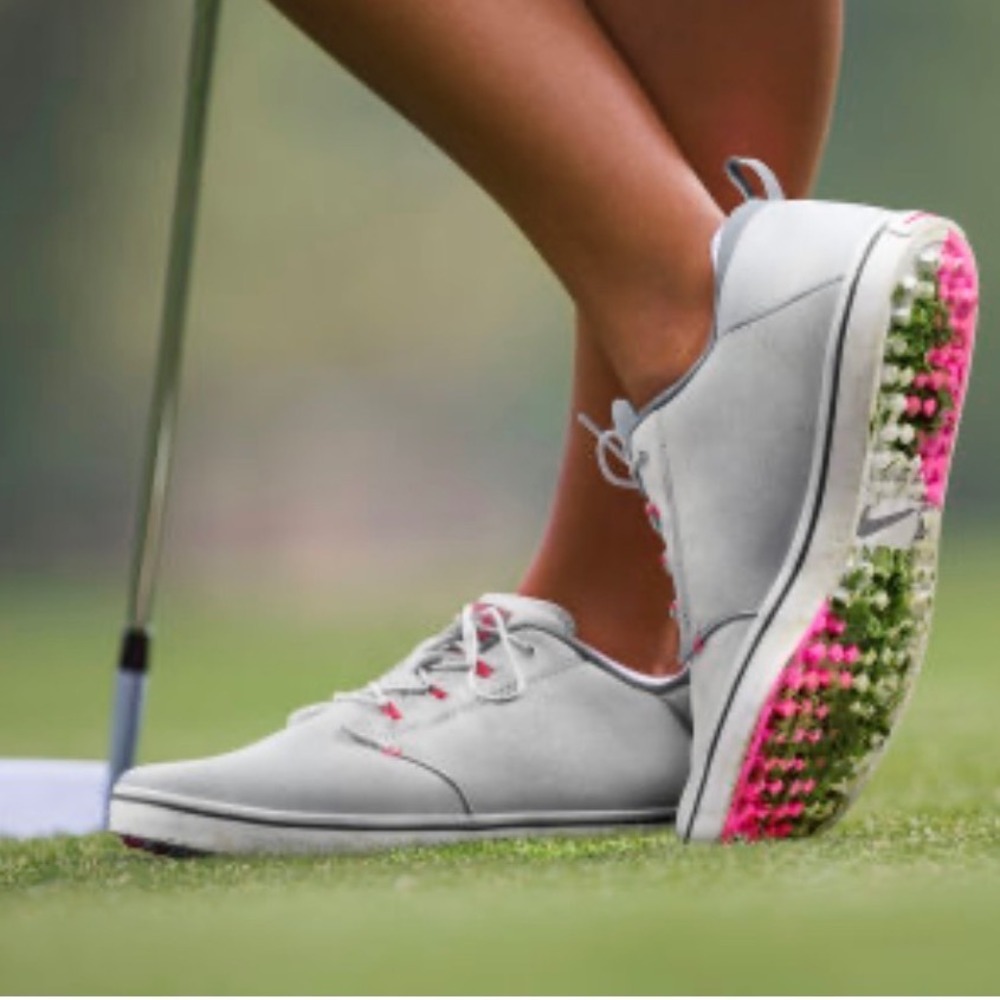 NIKE Women's Lunar Adapt Golf Shoes Pure Platinum/Hyper Pink Grey/Pink | 8 - Picture 2 of 11